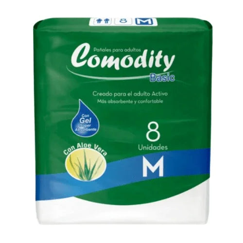 Pañales para Adulto Comodity Basic – Talla M – 8 Unidades