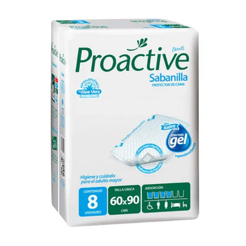 Sabanillas para Adulto Super Absorbentes Proactive – Protector de Cama 60x90 cm - 8 Unidades