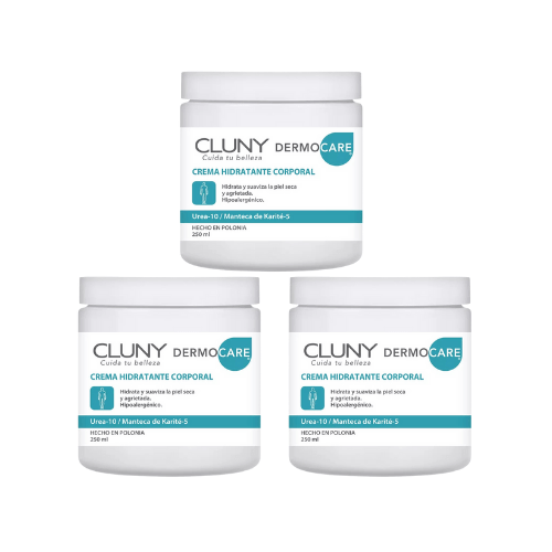 Crema Hidratante Corporal CLUNY Urea 10% + Manteca de Karité 5% – 750ml - 3 Unidades