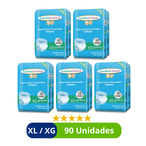 Pañales para Adulto Pants (Ropa Interior Calzón) Familia Salud – Talla XL/XG – 90 Unidades