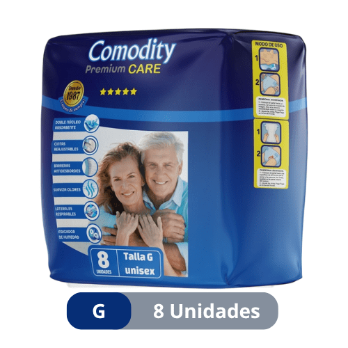 Pañales para Adulto Comodity Premium – Talla G – 8 Unidades
