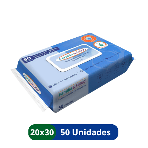 Toallas Húmedas para Adulto Extra Grande 20x30cm – 50 Unidades