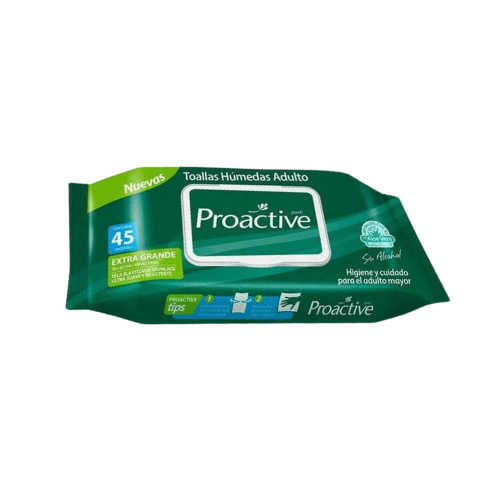 Toallas Húmedas para Adulto Proactive – Extra Grande – 45 Unidades