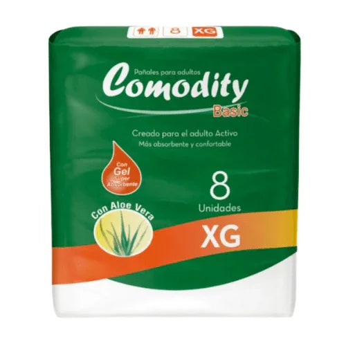 Pañales para Adulto Comodity Basic – Talla XG – 8 Unidades