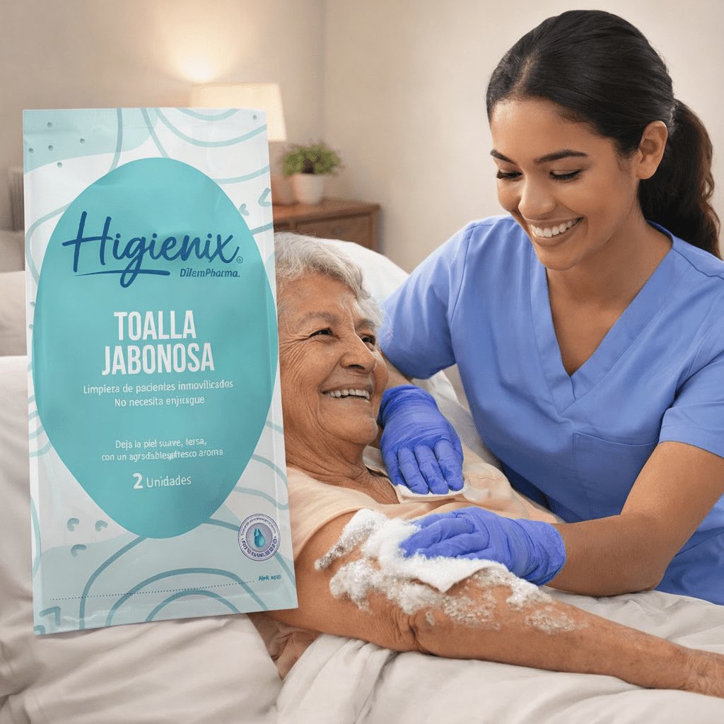 Toalla Jabonosa Higienix - Baño en seco – 1 Sobres: 2 Toallas