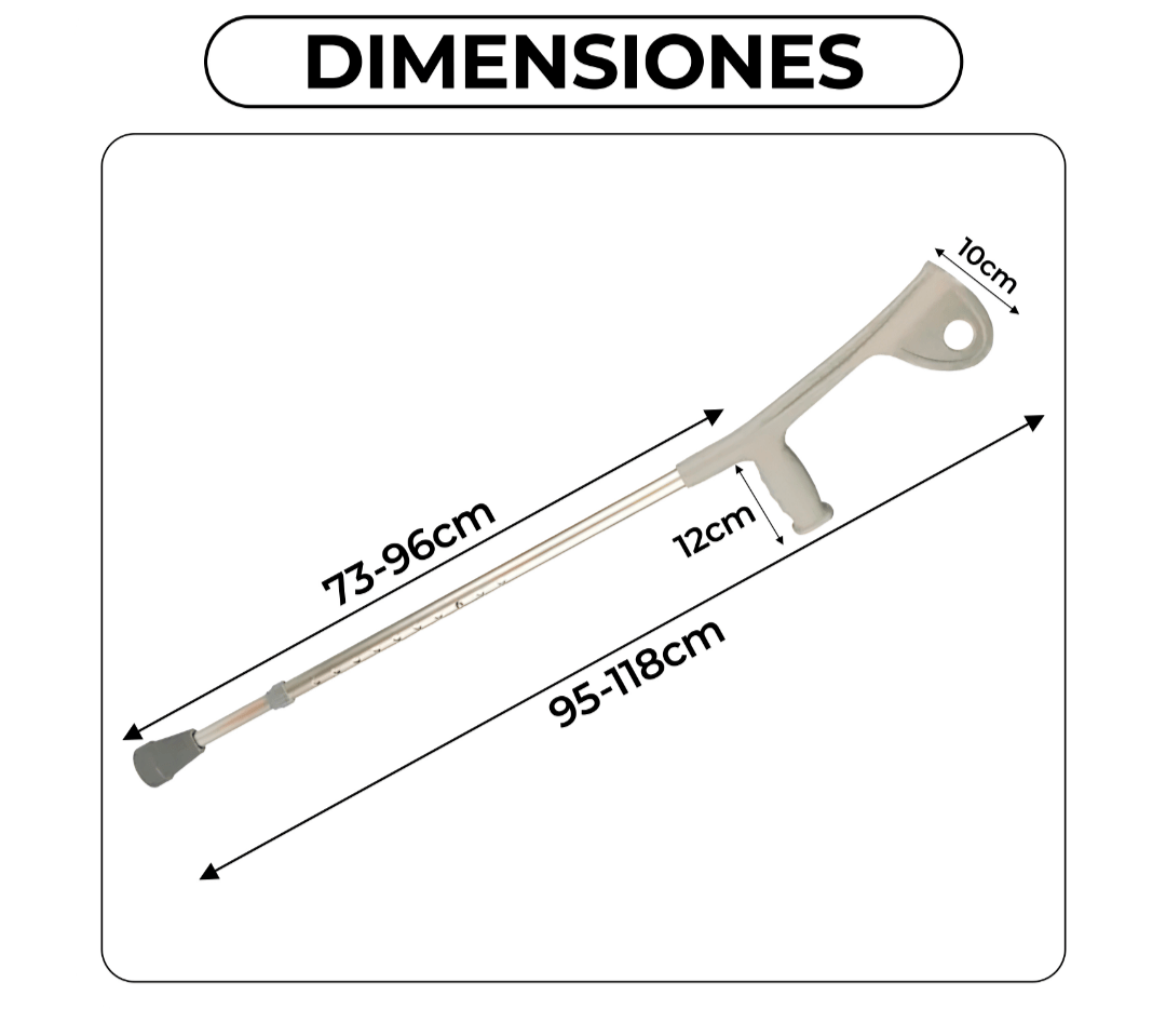 Bastón Codera Fija Ajustable 10 Niveles- Pack 2 unidades