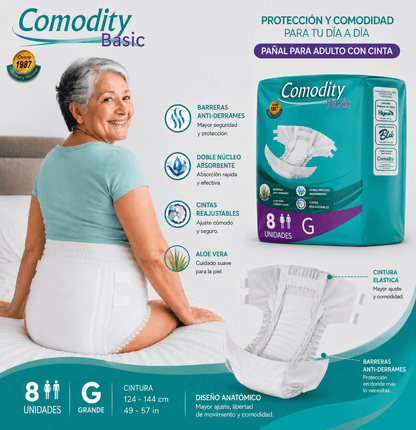 Pañales para Adulto Comodity Basic – Talla G – 80 Unidades - 1 Manga