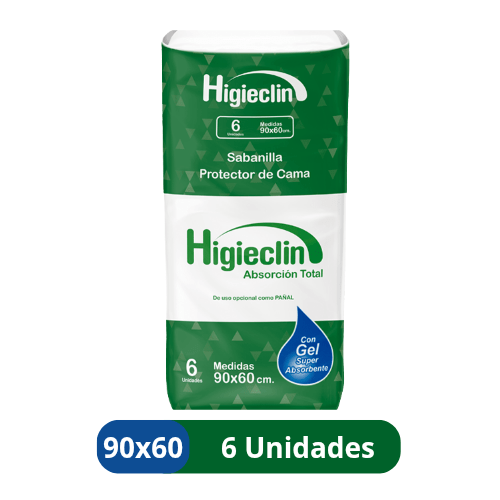 Sabanillas para Adulto Ultra Absorbentes Higieclin – Protector de Cama 60x90 cm - 6 Unidades