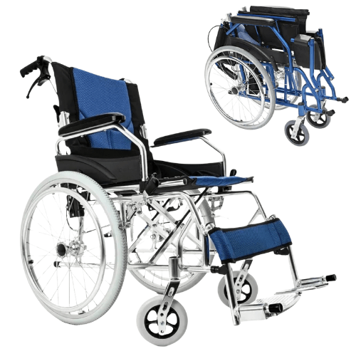 Silla de Ruedas Premium en Aluminio - Ultra Liviana 11 Kg - Plegable, Ruedas Robustas y Reposa Pies Abatibles