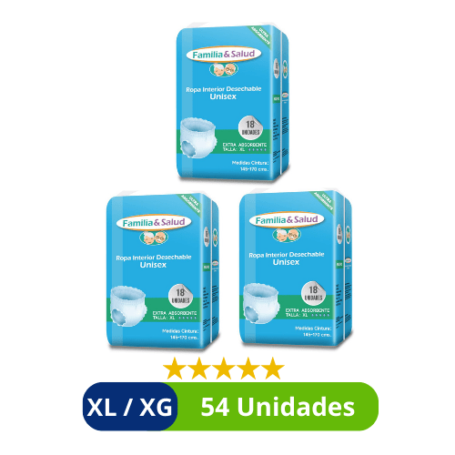 Pañales para Adulto Pants (Ropa Interior Calzón) Familia Salud – Talla XL/XG – 54 Unidades