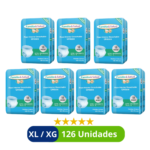 Pañales para Adulto Pants (Ropa Interior Calzón) Familia Salud – Talla XL/XG – 126 Unidades