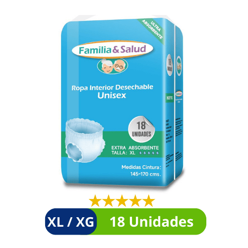 Pañales para Adulto Pants (Ropa Interior Calzón) Familia Salud – Talla XL/XG – 18 Unidades
