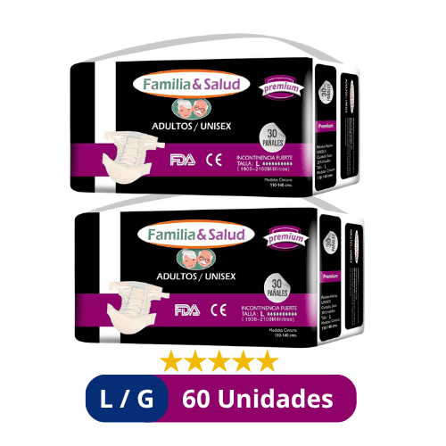 Pañales para Adulto Familia Salud Premium – Talla L/G – 60 Unidades