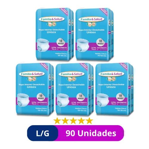 Pañales para Adulto Pants (Ropa Interior Calzón) Familia Salud – Talla G/L – 90 Unidades