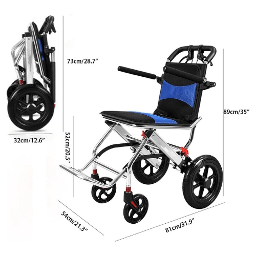 Silla de Ruedas Geriátrica para Tramos Cortos - Ultra Ligera 6,8 Kg y Plegable