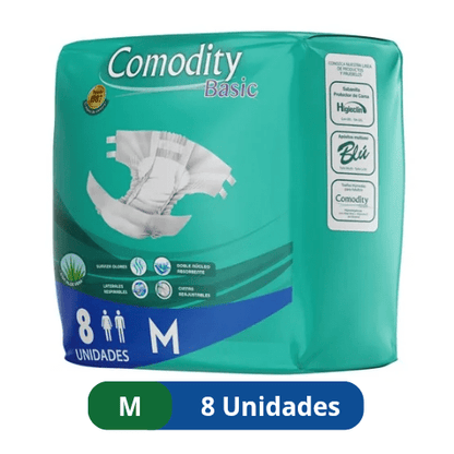 Pañales para Adulto Comodity Basic – Talla M – 8 Unidades
