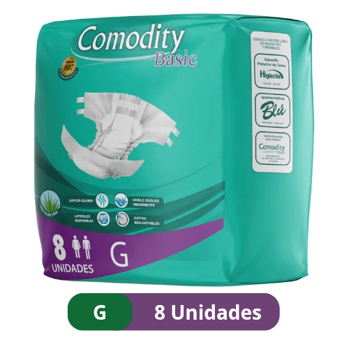 Pañales para Adulto Comodity Basic – Talla G – 8 Unidades