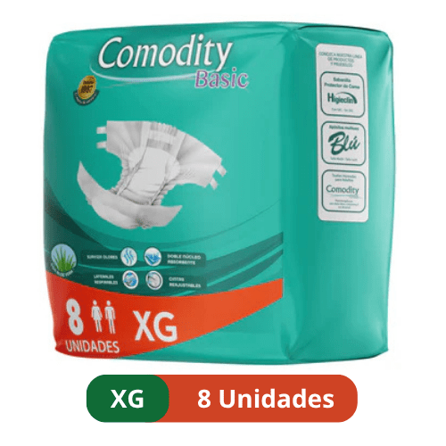 Pañales para Adulto Comodity Basic – Talla XG – 8 Unidades