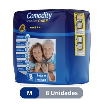Pañales para Adulto Comodity Premium – Talla M – 8 Unidades