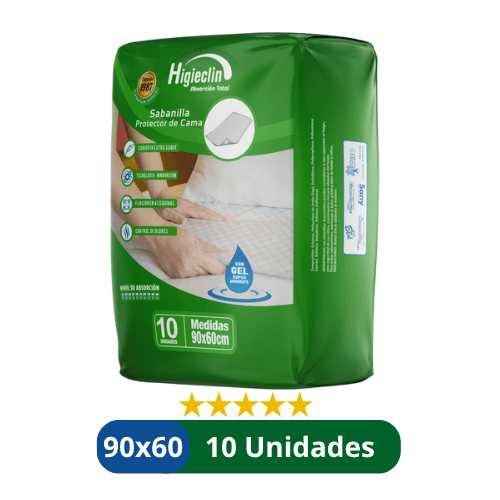 Sabanillas para Adulto Higieclin Premium – Protector de Cama 60x90 cm - 10 Unidades