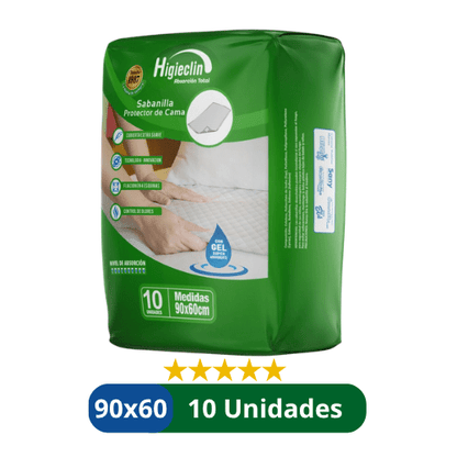 Sabanillas para Adulto Higieclin Premium – Protector de Cama 60x90 cm - 10 Unidades