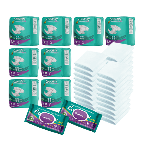Pack BASIC G: 64 Pañales para Adulto + 30 Sabanillas + 2 Toallas Humedas