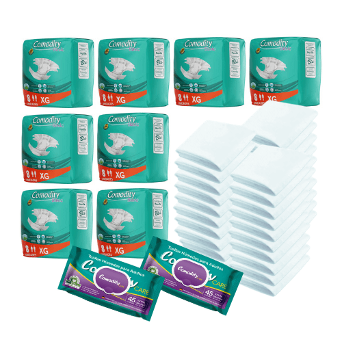 Pack BASIC XG: 64 Pañales para Adulto + 30 Sabanillas + 2 Toallas Humedas