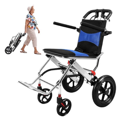 Silla de Ruedas Geriátrica para Tramos Cortos - Ultra Ligera 6,8 Kg y Plegable
