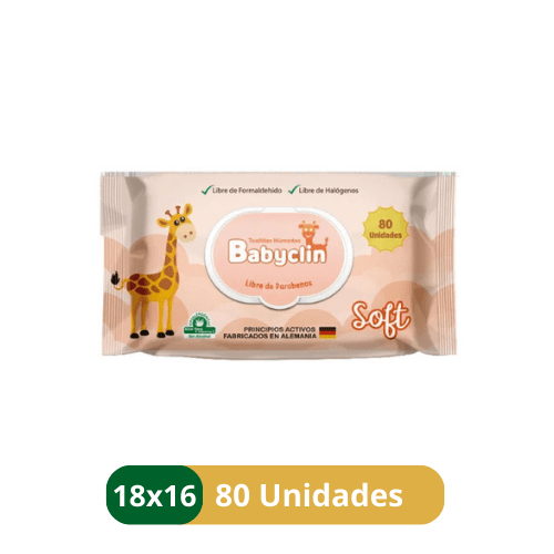 Toallas Húmedas Babyclin Soft Niños 18x16cm - 80 Unidades