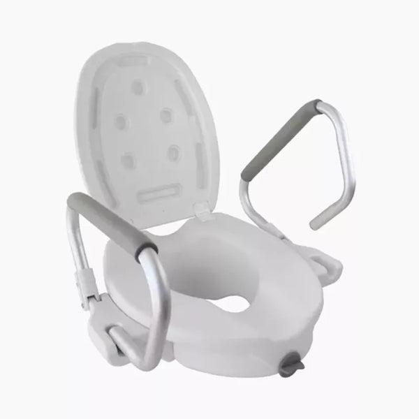 Alza Baño WC con Apoyabrazos y Tapa – 4” de Altura