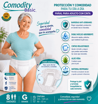 Pañales para Adulto Comodity Basic – Talla G – 80 Unidades - 1 Manga