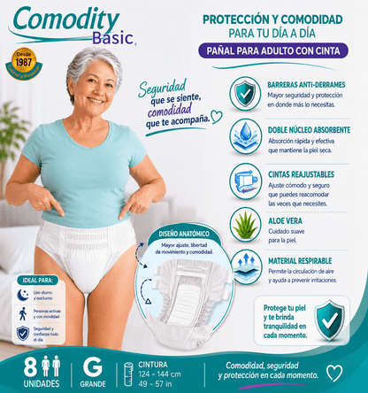 Pañales para Adulto Comodity Basic – Talla G – 120 Unidades