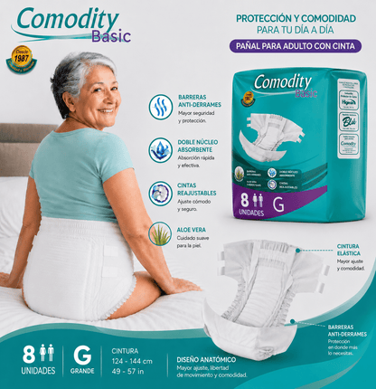 Pañales para Adulto Comodity Basic – Talla G – 120 Unidades