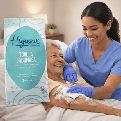Toalla Jabonosa Higienix - Baño en seco – 1 Sobres: 2 Toallas