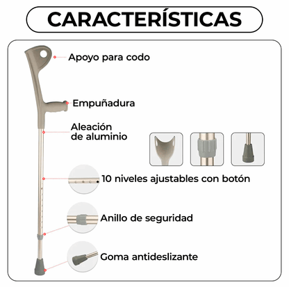 Bastón Codera Fija Ajustable 10 Niveles- Pack 2 unidades