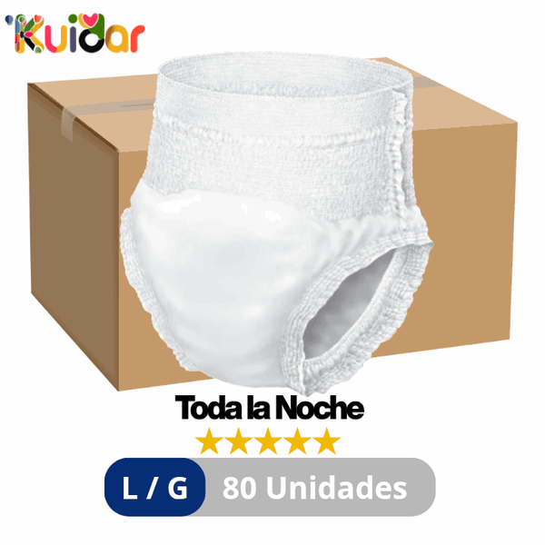 Pañales para Adulto Pants (Tipo Calzón) "Toda la Noche" KUIDAR – Talla L/G – 80 Unidades