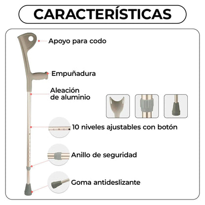 Bastón Codera Fija Ajustable 10 Niveles- Pack 2 unidades