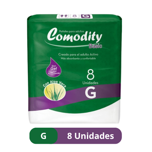 Pañales para Adulto Comodity Basic – Talla G – 8 Unidades | Ultra absorbentes