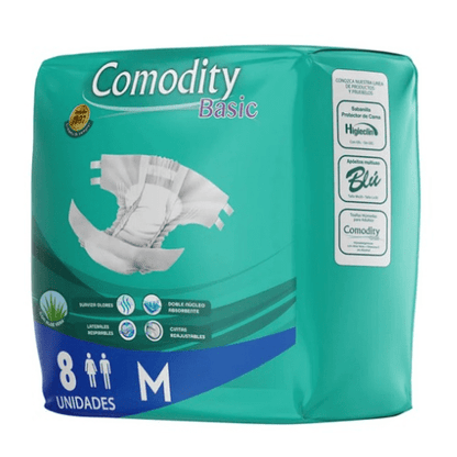 Pañales para Adulto Comodity Basic – Talla M – 8 Unidades