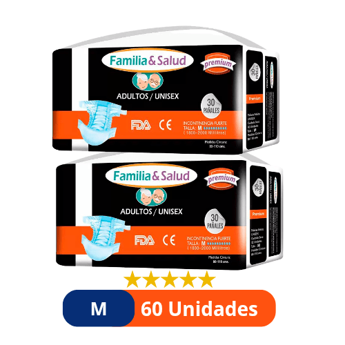Pañales para Adulto Premium Familia Salud – Talla M 60 uds