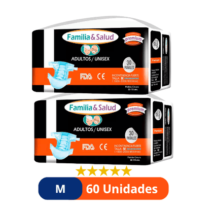Pañales para Adulto Premium Familia Salud – Talla M 60 uds