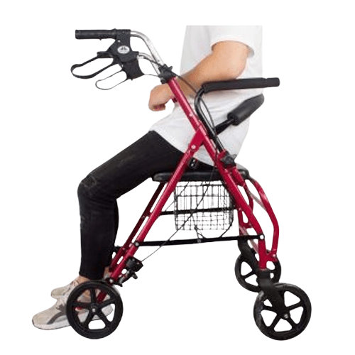 Andador de 4 ruedas con Asiento y Canasto - Plegable y Ajustable