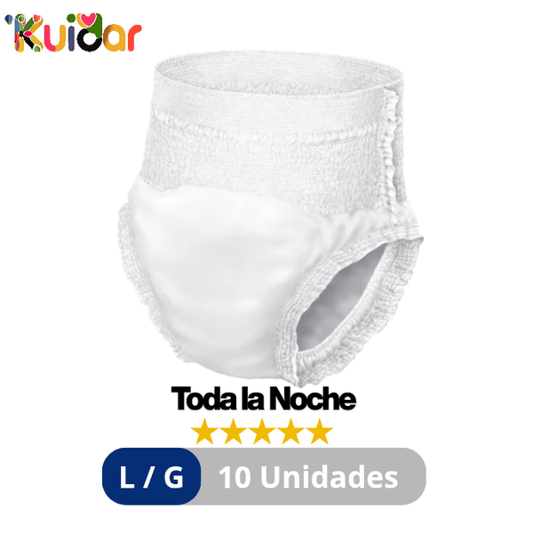 Pañales para Adulto Pants (Tipo Calzón) "Toda la Noche" KUIDAR – Talla L/G – 10 Unidades