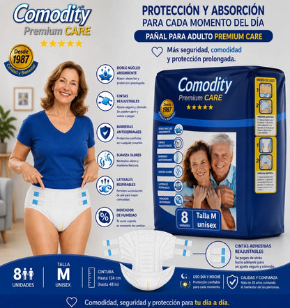 Pañales para Adulto Comodity Premium – Talla M – 8 Unidade