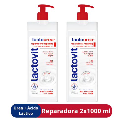 Crema Corporal Lactovit Lactourea 1000 ml x 2un, con Urea y Ácido Láctico – Hidratación Intensiva - Piel Seca y Extra Seca