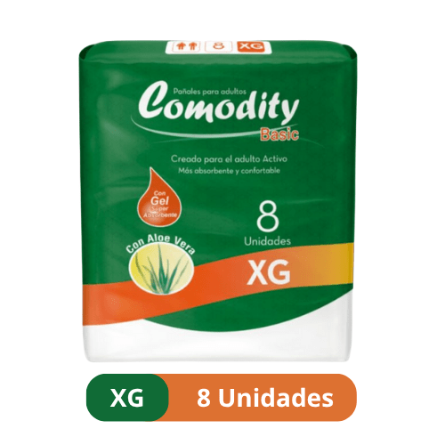Pañales para Adulto Comodity Basic – Talla XG – 8 Unidades