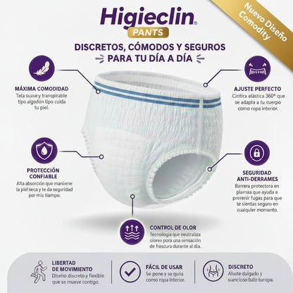 Pañales para Adulto Comodity Pants (Ropa Interior Calzón) – Talla G – 8 Unidades | Máxima Comodidad y Discreción
