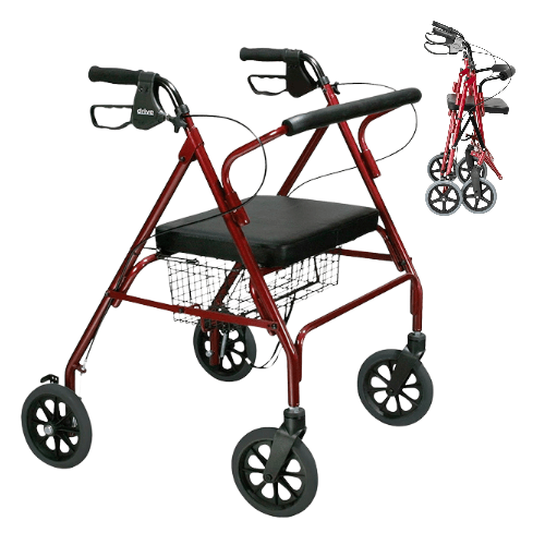 Andador de 4 ruedas con Asiento y Canasto - Plegable y Ajustable